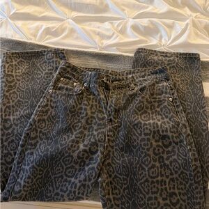 Leopard Print Women Low Rise Jeans Size M